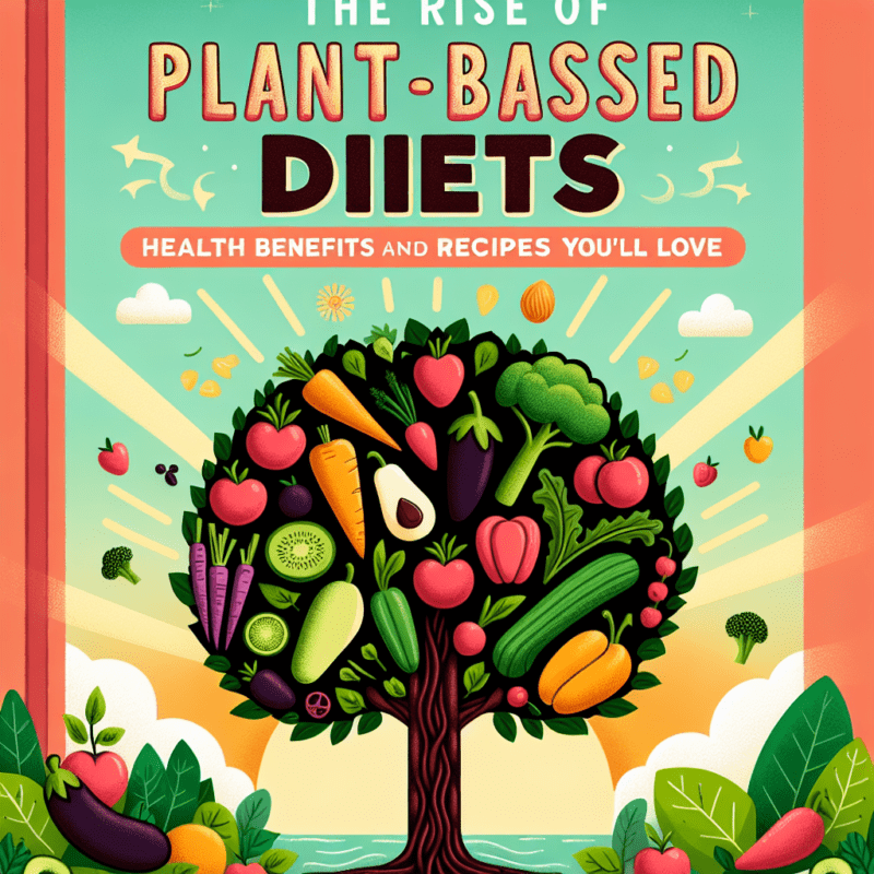 Plant-based diets book cover with colorful vegetables.