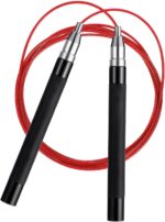 Red speed jump rope with black handles