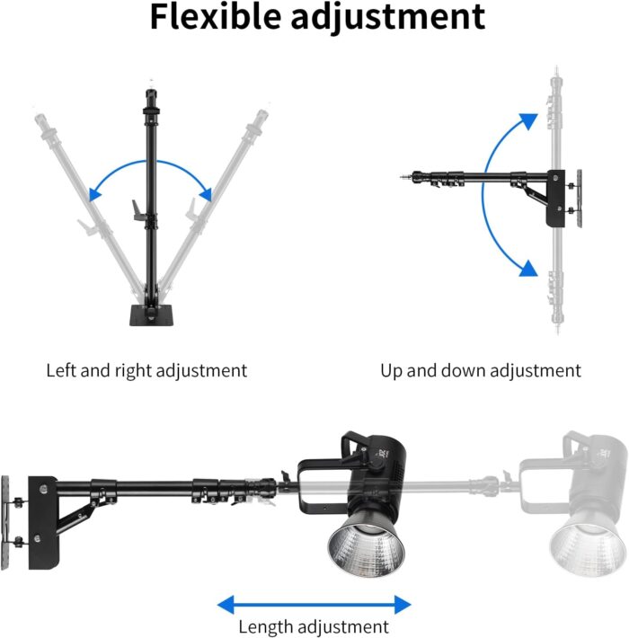 Adjustable lamp mount: left-right, up-down, length