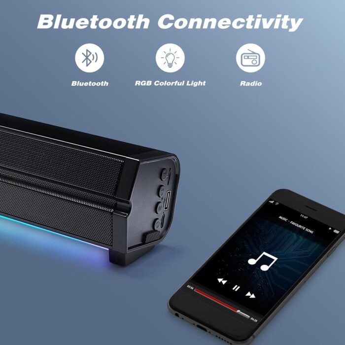 Bluetooth speaker with RGB lights and smartphone