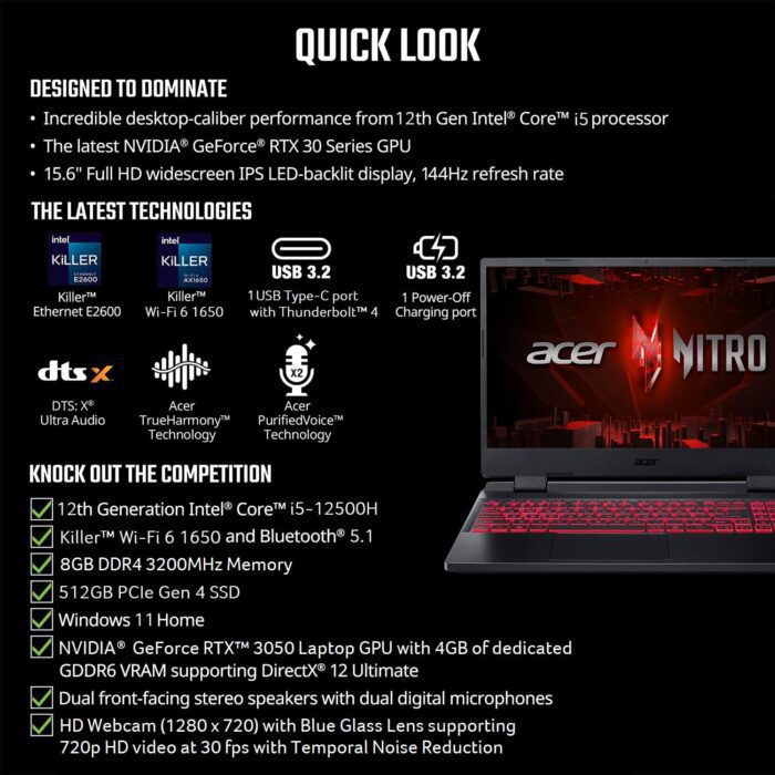 Acer Nitro 5 AN515-58-525P Gaming Laptop