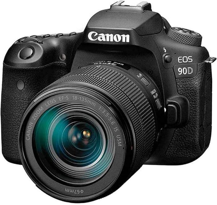 Canon EOS 90D DSLR camera with lens