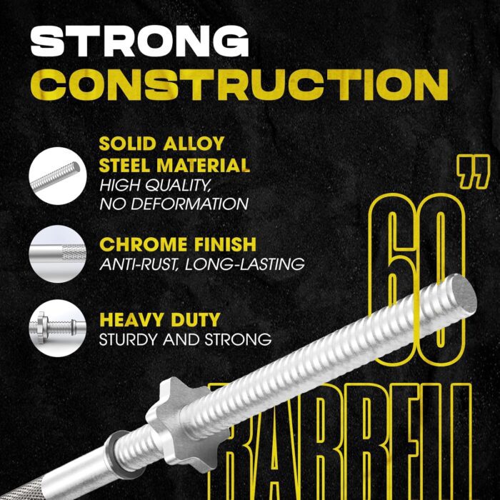 Yes4All 480LB Standard Straight Barbell 60″ - keyword: Yes4All