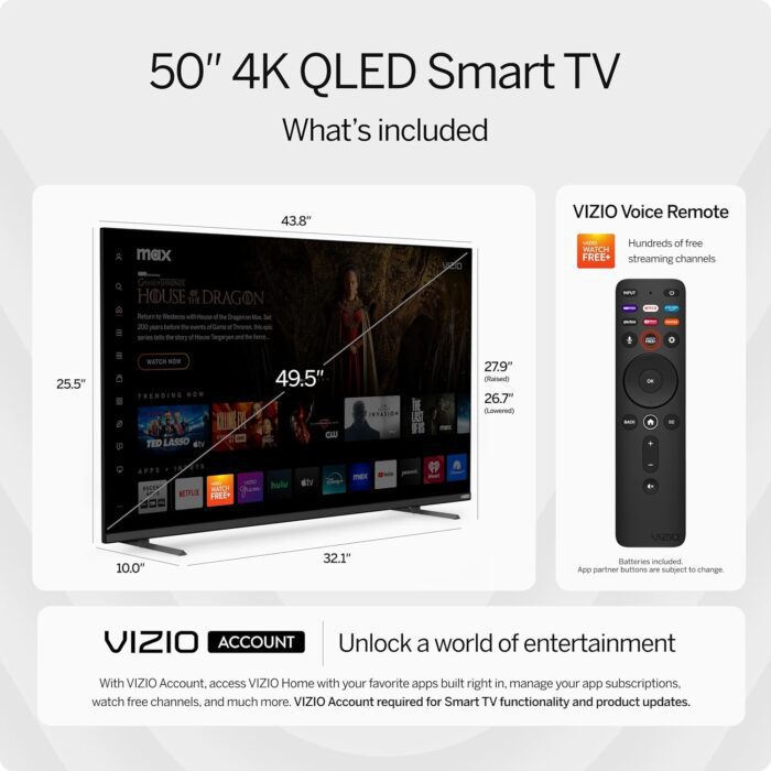 keyword: VIZIO 50-inch MQX-Series 4K 120Hz QLED HDR10 Smart TV